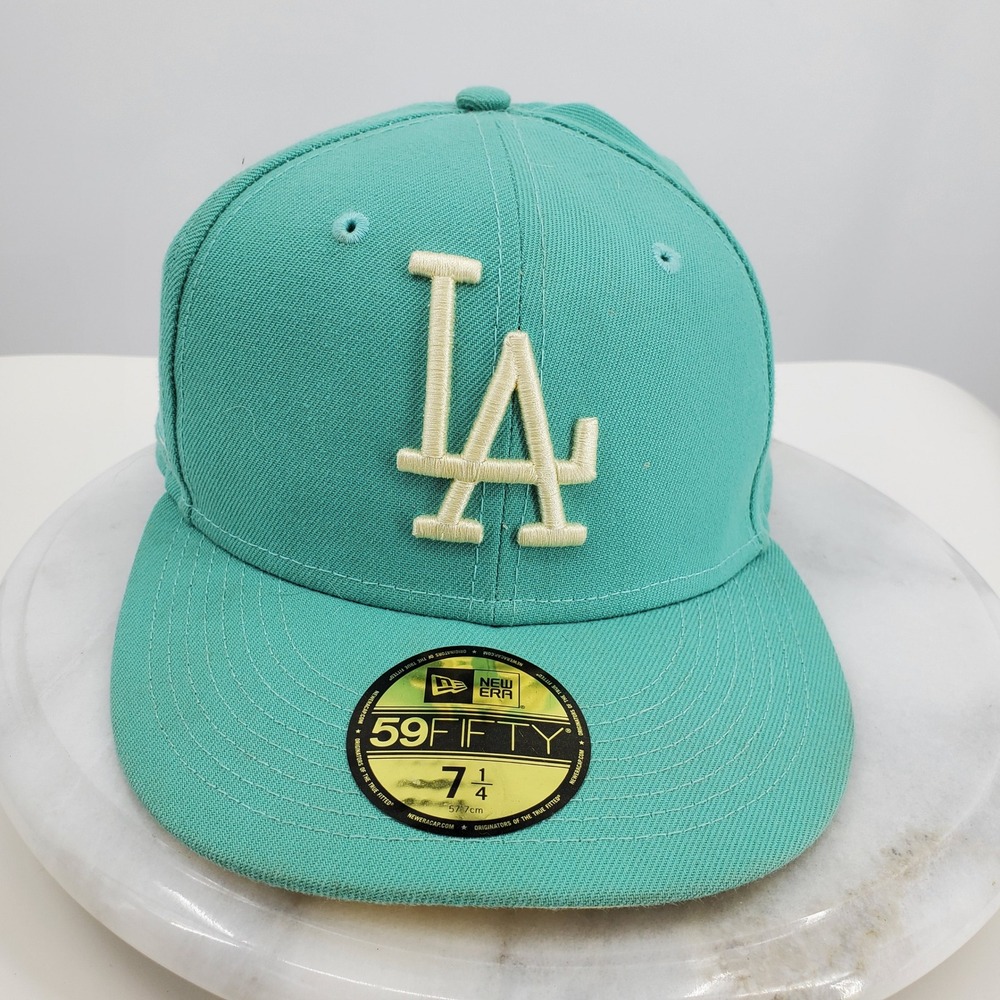 New Era 59FIFTY LA Dodgers Teal First LA World Series Fitted Hat Size 7 1/4‎